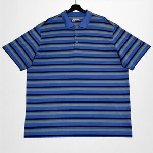 Nike Golf Tour Performance Dri-Fit Polo Shirt Mens XXL Blue‎ Gray Black Stripes